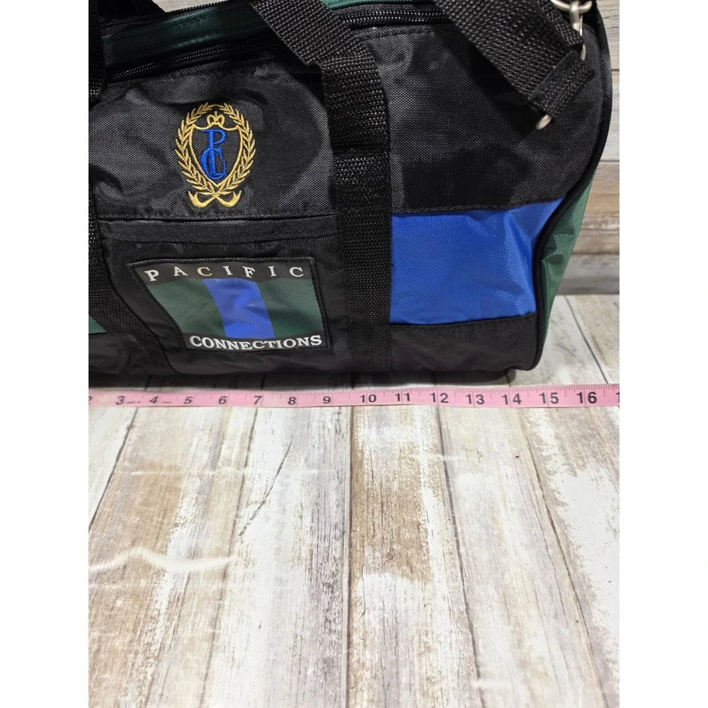 Pacific‎ Connections Vintage Colorblock Duffel Bag Black Green Blue Small Travel